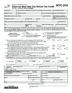 Nyc 210 School Tax Credit Form - Fill Out and Sign Printable PDF Template |  signNow