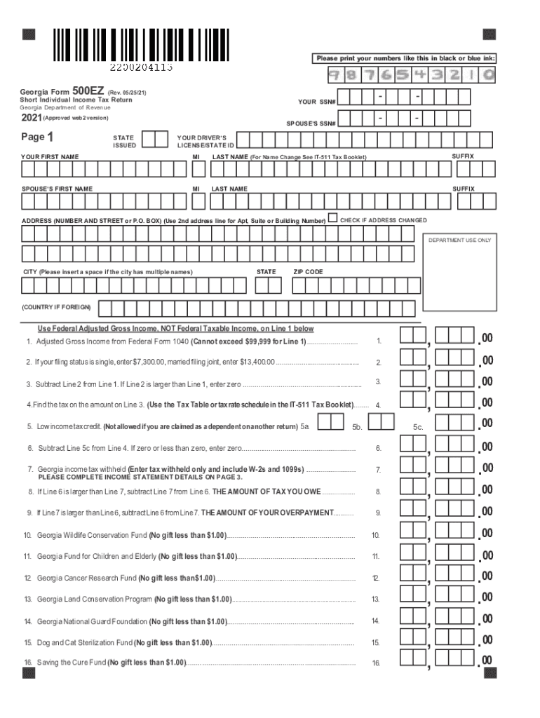  500 and 500 EZ Forms and General Instructions 2021