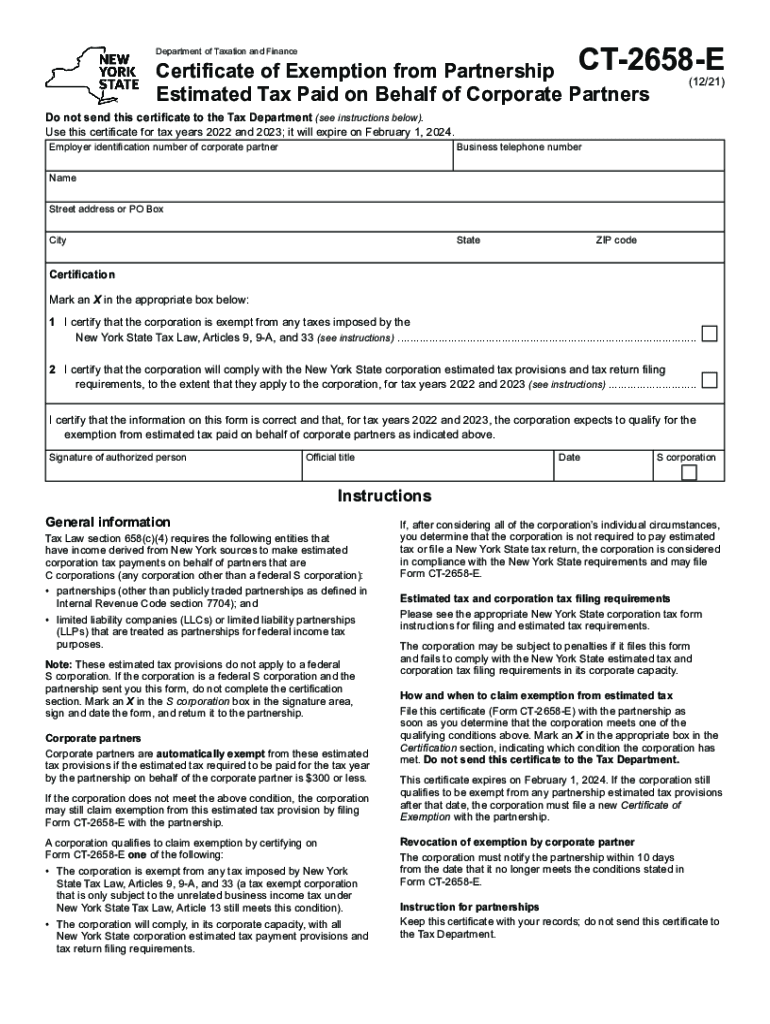 Department of Taxation and Finance Certificate of  Form