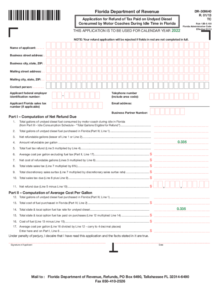  Florida Department of Revenue DR 309640 R 0113 2014