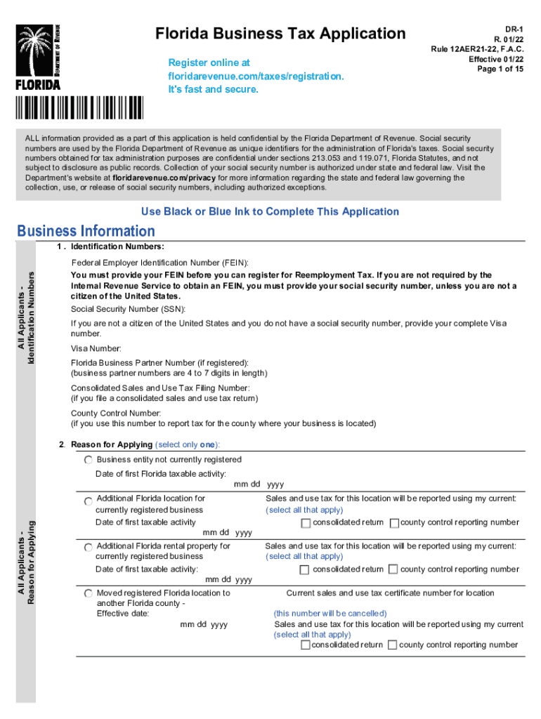  DR 1A Doug R 01 22F 12 14 21 Florida Dept of Revenue 2022-2024