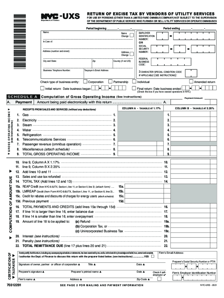  Fillable Online TM UXS RETURN of EXCISE TAX by VENDORS of 2021