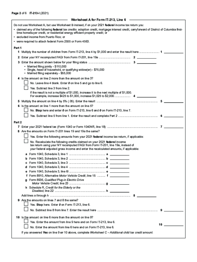 Instructions for Form it 213 &amp;quot;Claim for Empire State Child