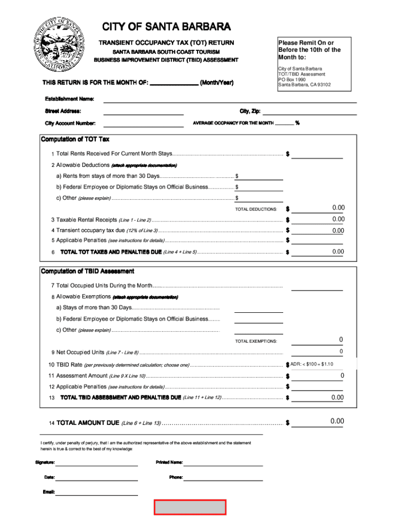 Www pdfFiller Com506764396 Transient Occupancy2020 Form CA Transient Occupancy Tax Return Fill Online