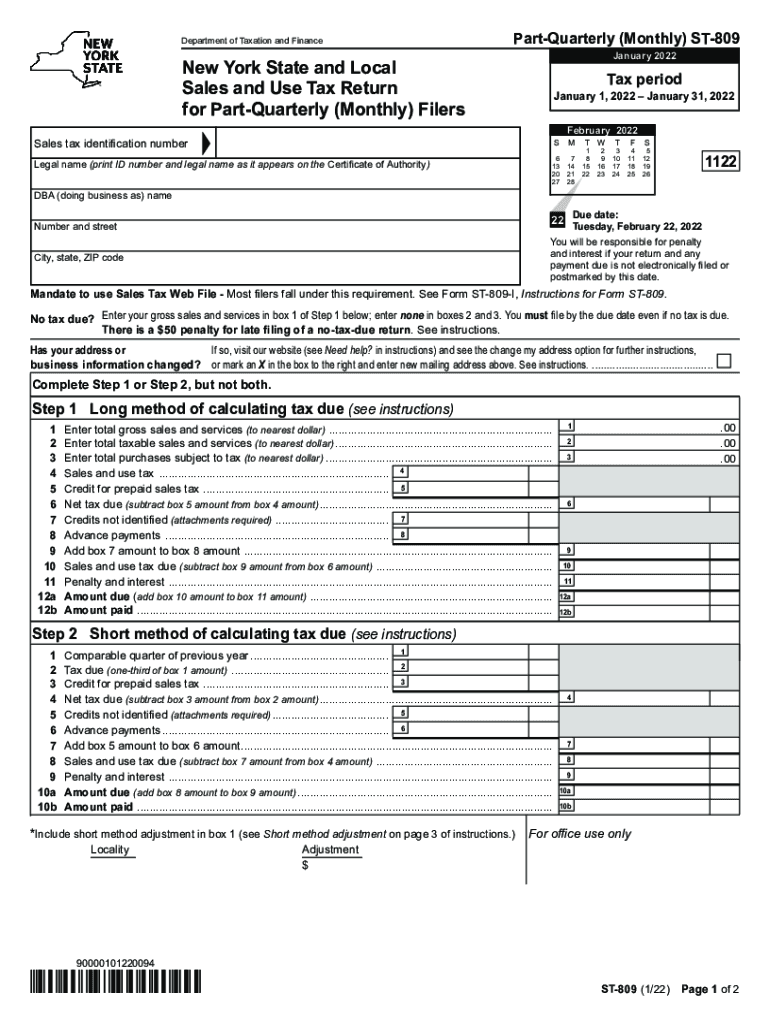 Form ST 809 New York State and Local Sales and Use Tax
