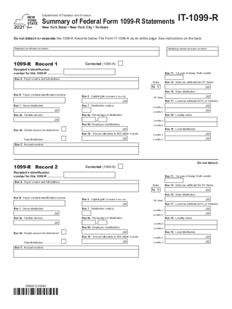 Summary of Federal Form 1099 R Statements Department of