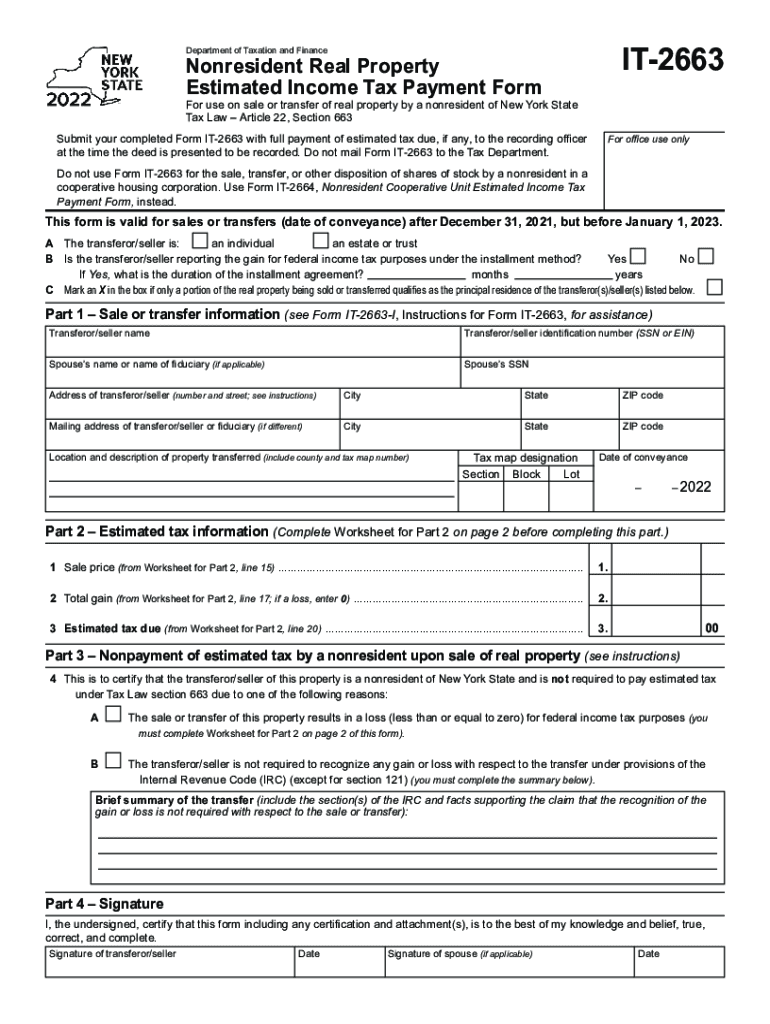  NY DTF it 2663 Fill Out Tax Template Online 2021
