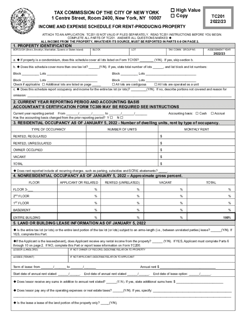 NYC TC201 Fill Out Tax Template OnlineUS  Form