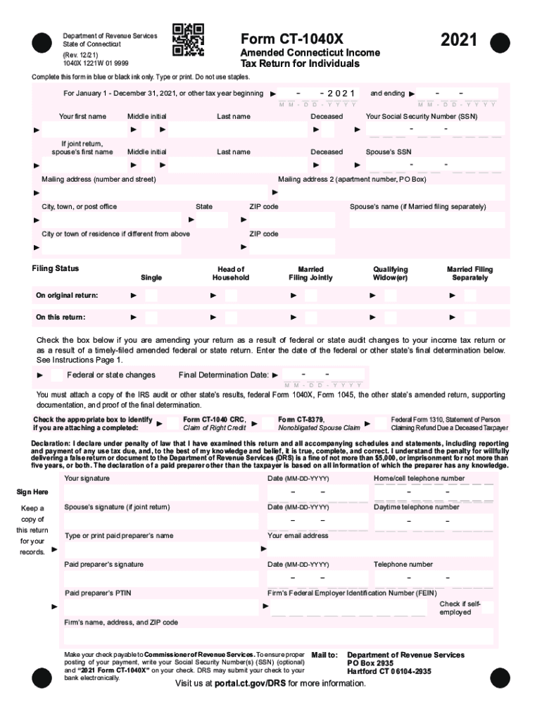  Www Taxformfinder Org Forms 2021State of Connecticut Form CT1040X Amended Connecticut 2021