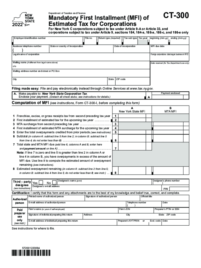 Form CT 3001216Mandatory First Installment MFI of