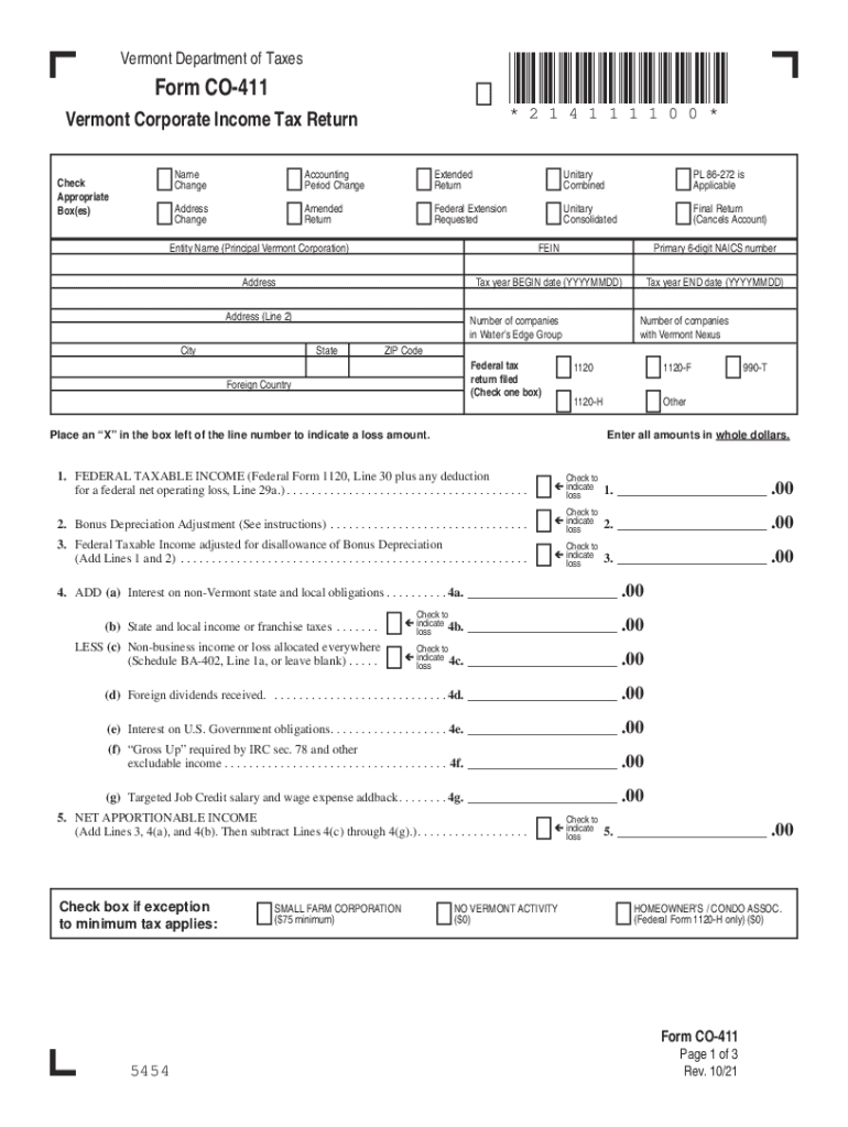  Corporate Income Tax Vermont Department of Taxes 2021-2024