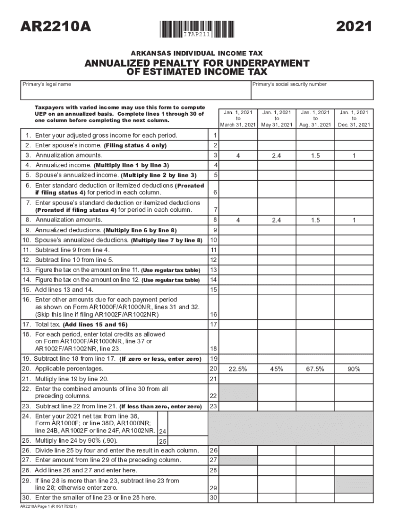  Instructions for Form 2210 Internal Revenue Service Fill 2021