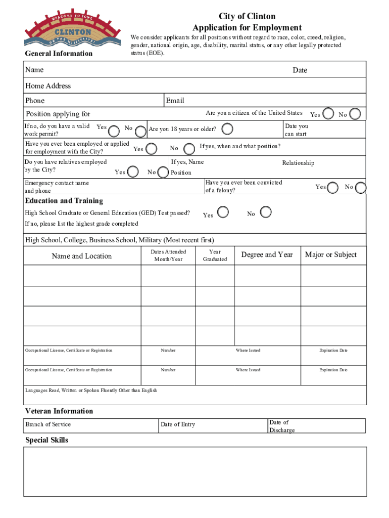 City of Clinton Job Announcement MTA PART TIME FIXED ROUTE  Form