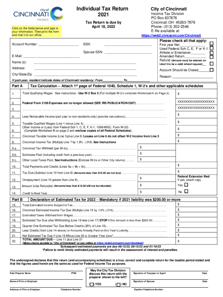 Tax Forms Finance &amp;amp; Budget City of Cincinnati