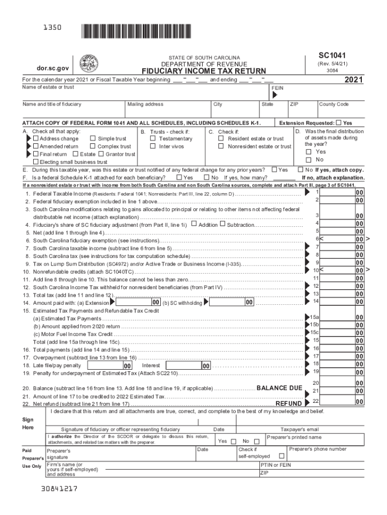  Declaration of Estimated Tax for Fiduciaries 2021