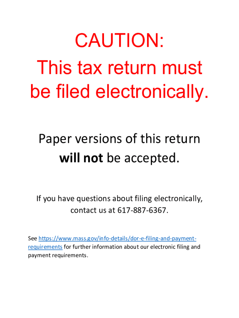 PDF CAUTION This Tax Return Must Be Filed Electronically Mass Gov  Form
