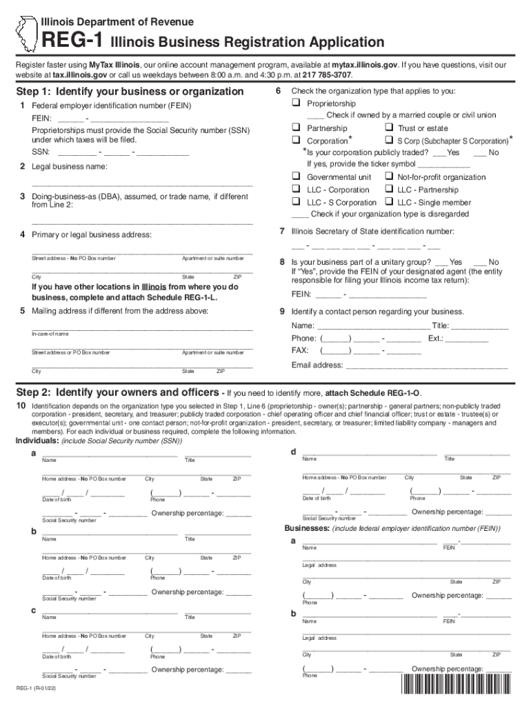  Form IL DoR REG 1 Fill Online, Printable, Fillable, Blank 2022-2024