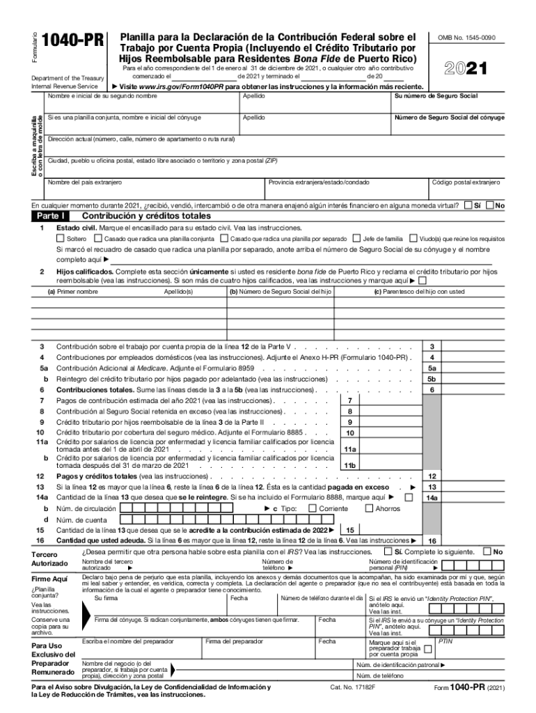  Form IRS 1040 PR Fill Online, Printable, Fillable, Blank 2021