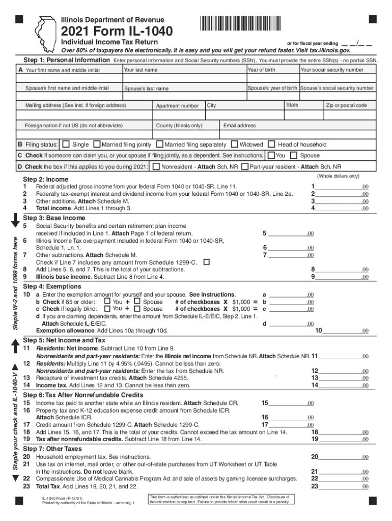 The Illinois Tax 20212024 Form Fill Out and Sign Printable PDF