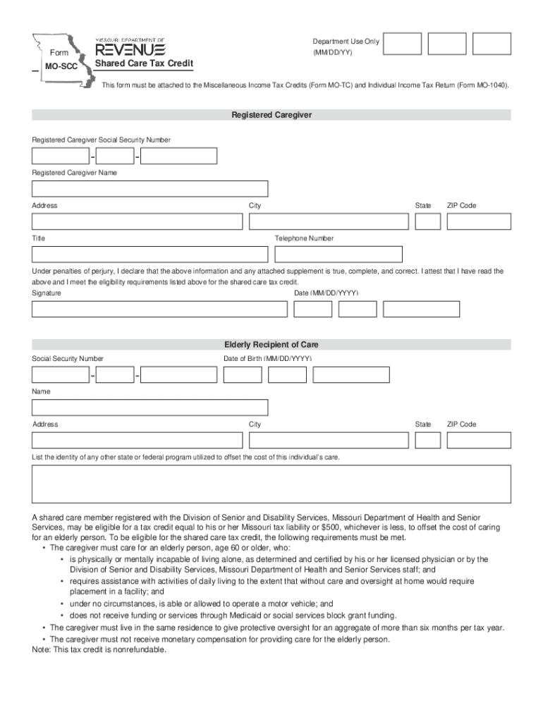  Form MO SCC Shared Care Tax Credit 2021