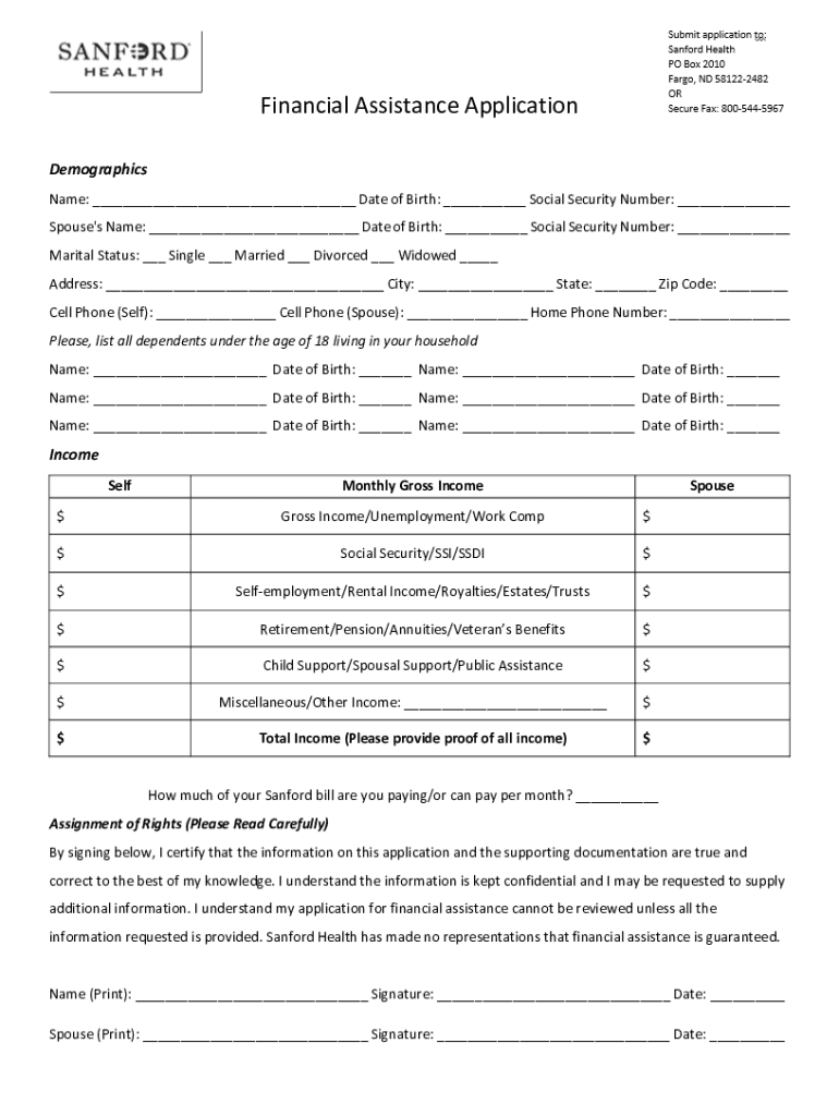  Sanford Financial Assistance 2021-2024