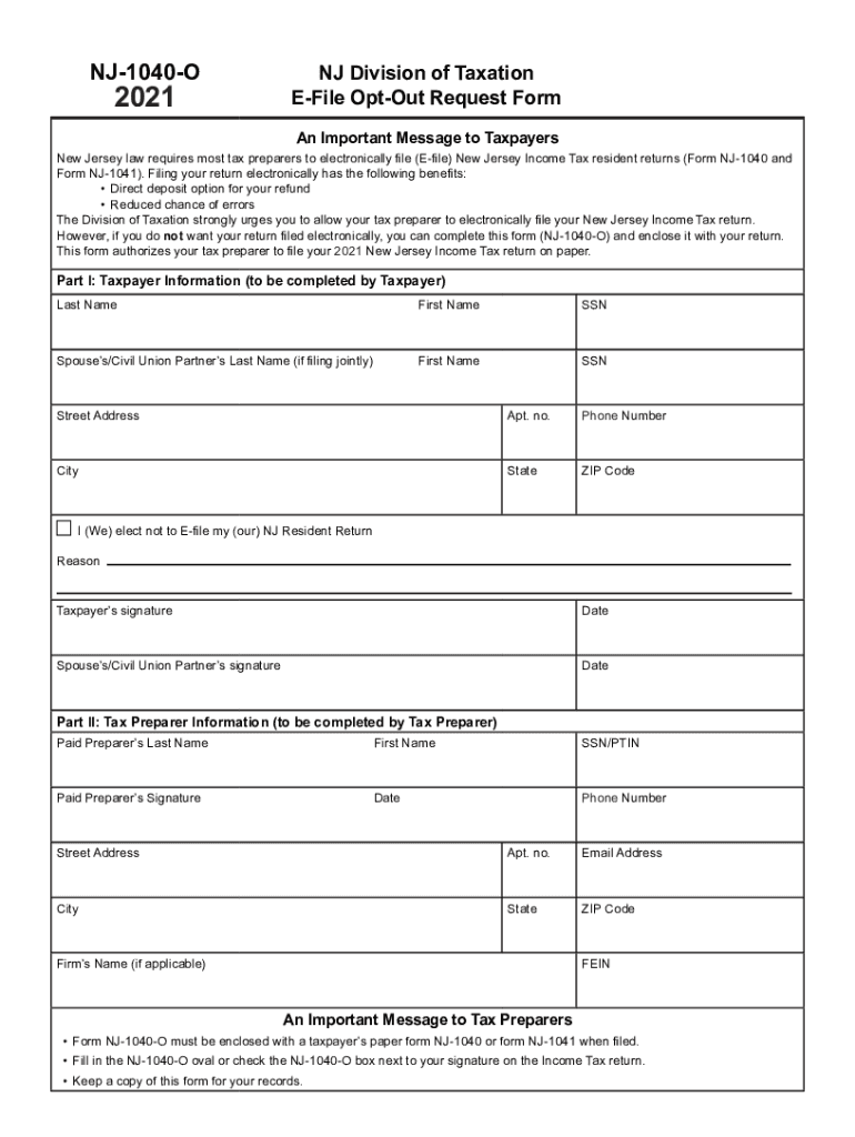  New Jersey Form NJ 2450 Employee's Claim for Credit for Excess 2021