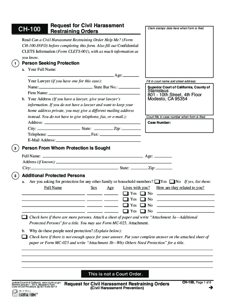  Stanislaus County Restraining Order 2012-2024