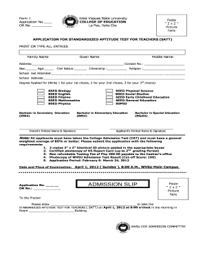 West Visayas State University Entrance Exam Reviewer  Form