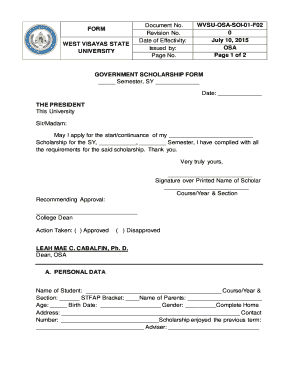 Government Scholarship Wvsu Form