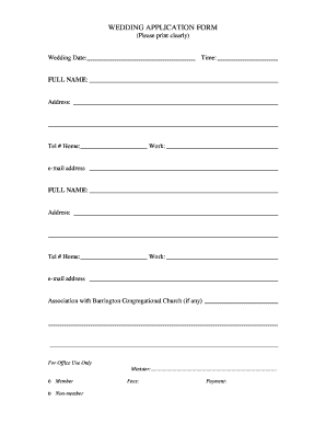 Wedding Application Form