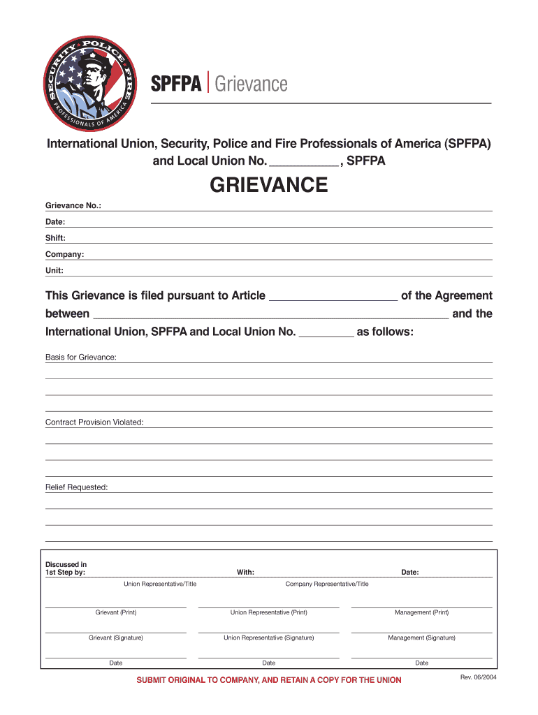 PDF Pro Grievance Form Indd Spfpa