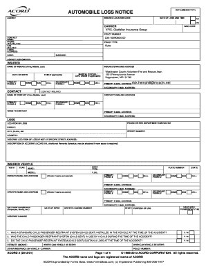 NEW Accord Auto Accident Report Form
