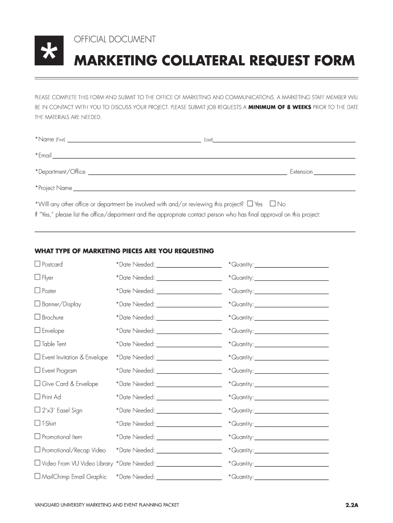 Collateral Request Form