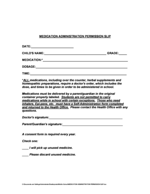 Medication Administration Permission Form