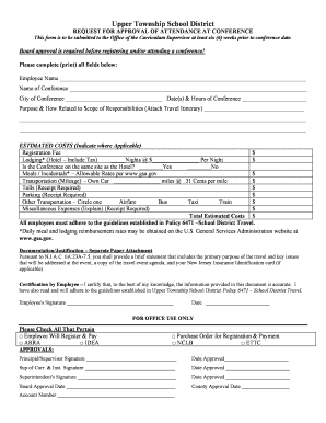 Request for Approval of Attendance at Conference Form Upper