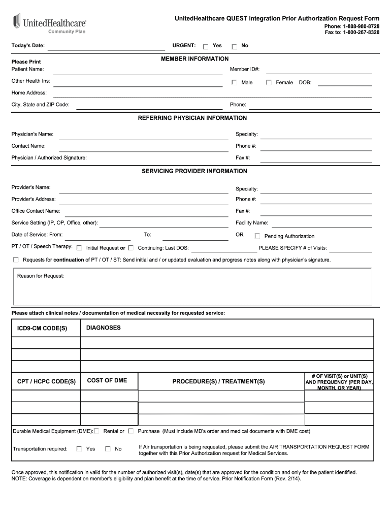  Uhc Quest Referral Form 2014-2024
