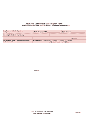  Adult HIV Confidential Case Report Form Illinois Perinatal HIV Hivpregnancyhotline 2013-2024
