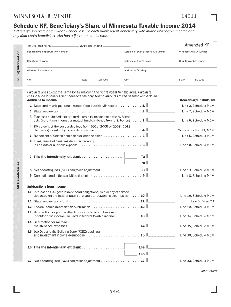 KF, Beneficiary 's Share of Minnesota Taxable Income a Landowner Guide to Minnesota S Sustainable Forest Incentive Act, Produced  Form