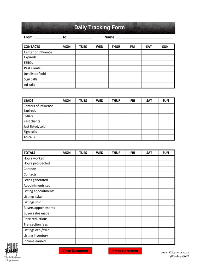 Mike Ferry Daily Tracking Form