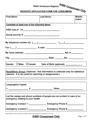 Pasc Application  Form