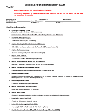 Raksha Tpa Checklist  Form
