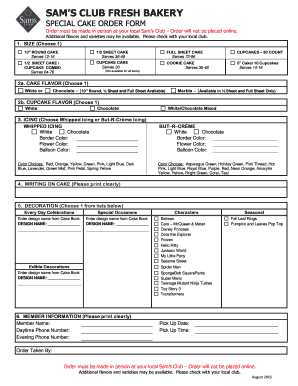 Sam&#039;s Club Bakery Order Online  Form