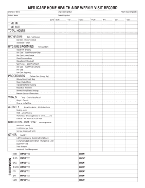 Home Health Aide Form Visit Record