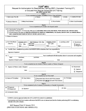 Request for Authorization for Rescheduled Training  Form