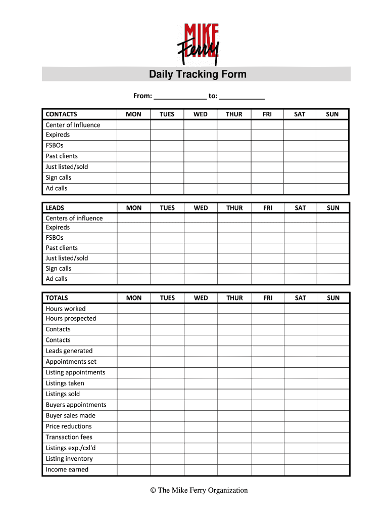 Mike Ferry Daily Tracking Form