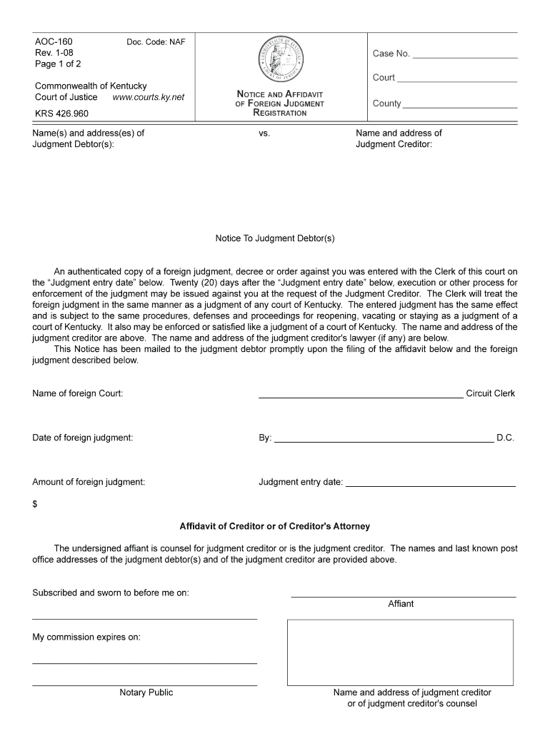 Kentucky Judgment Form