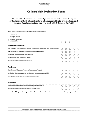 College Evaluation Form