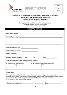 APPLICATION FORM for APPRENTICESHIP