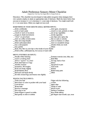 Sensory Checklist for Adults PDF  Form