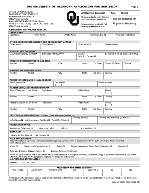 Graduate BApplicationb Instructions the University of Oklahoma Bb  Form